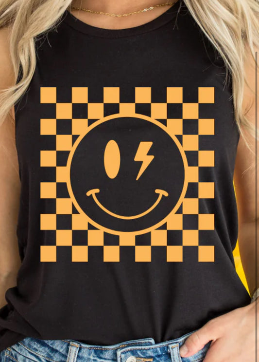 Smiley Face with Checkered background