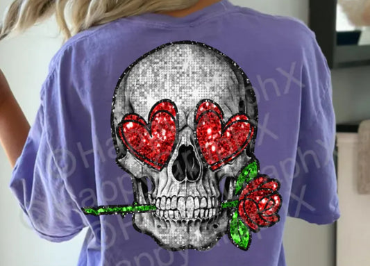 Sequence Skull with rose and hearts